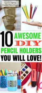 These great DIY pencil holders are seriously the BEST! I'm so happy I found amazing, affordable diy pencil holder ideas that I can try out! I'm definitely pinning this!