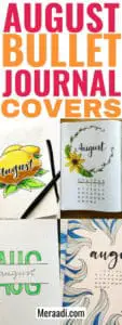 These bullet journal cover pages for August are really cool! I'm so glad I found these bujo layouts for August. Now I know exactly how to design my bullet journal cover page! Definitely pinning this for later! #bujo #bulletjournalcommunity #bulletjournal #planning
