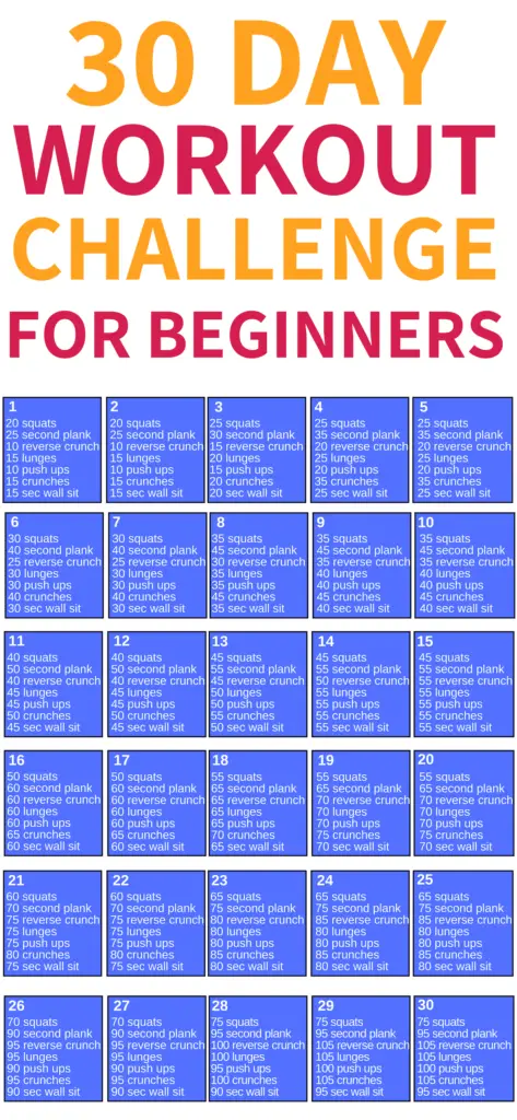 30 days workout challenge for beginners