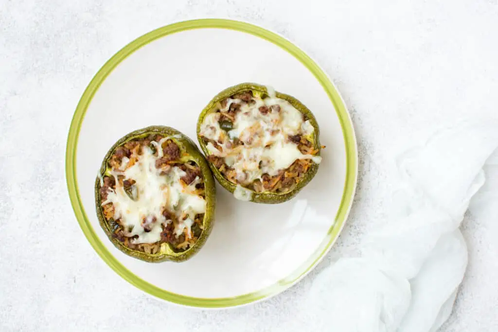 grilled rice and ground beef stuffed peppers
