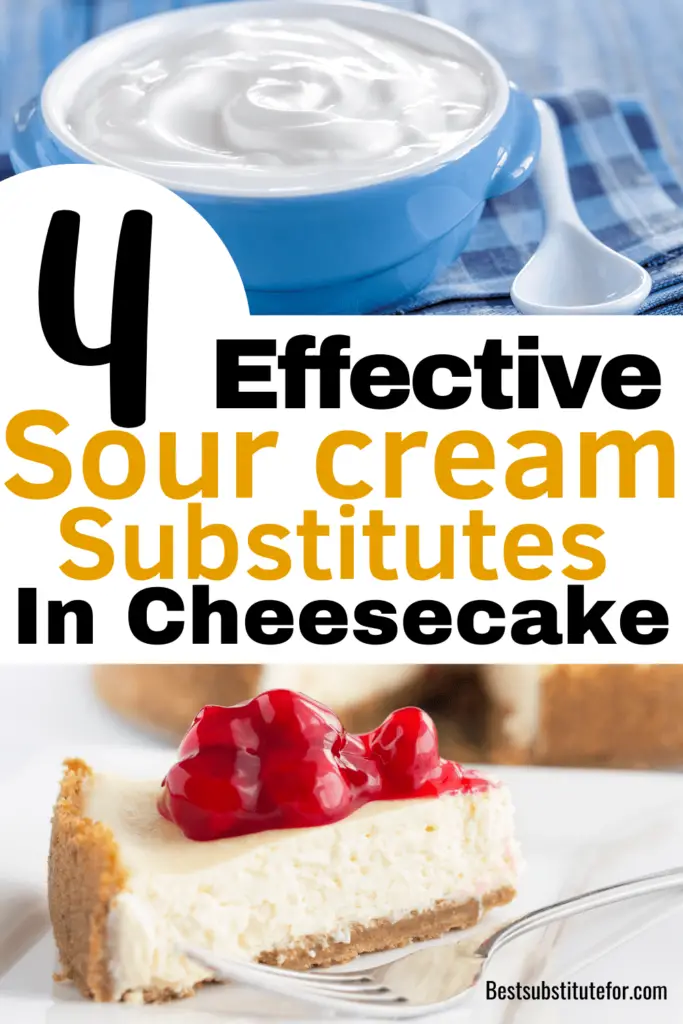 There are several options if you can’t use sour cream in your cheesecake recipe! Here are the best substitutes for sour cream in cheesecakes. Most of them you may have in your fridge right now!