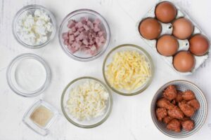 ingredients for egg casserole with heavy cream