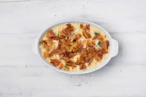 top egg casserole with bacon bits